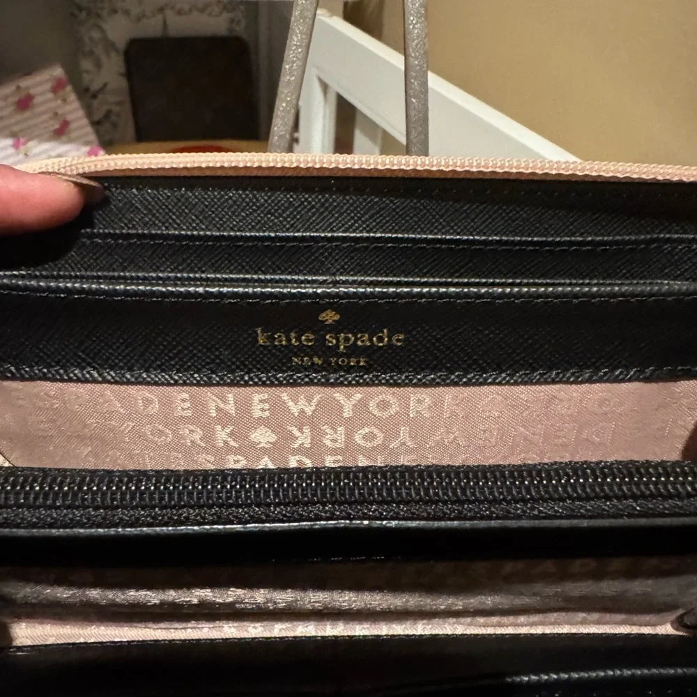Kate Spade Mavis Street Neda Zip Around Glitter Wallet Rose Gold - Picture 6 of 11